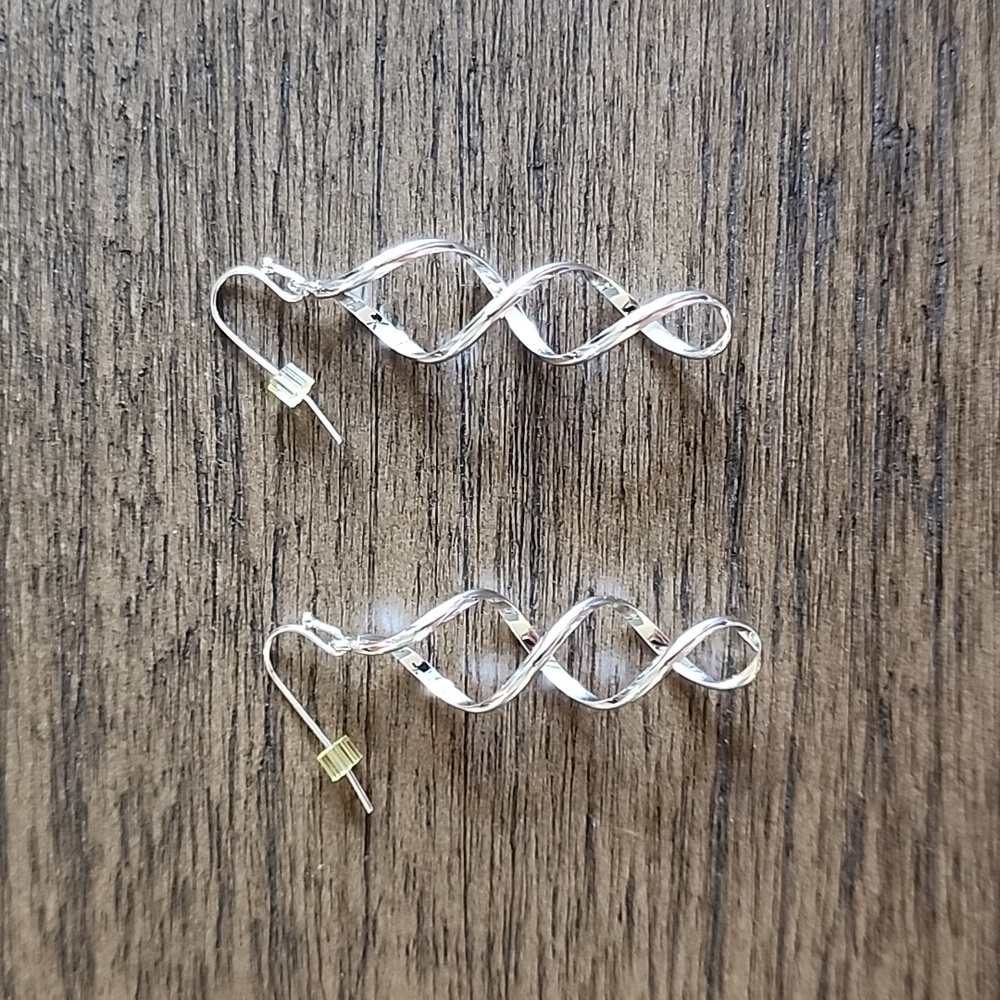Lia Sophia spiral earrings Silver Tone 2"
